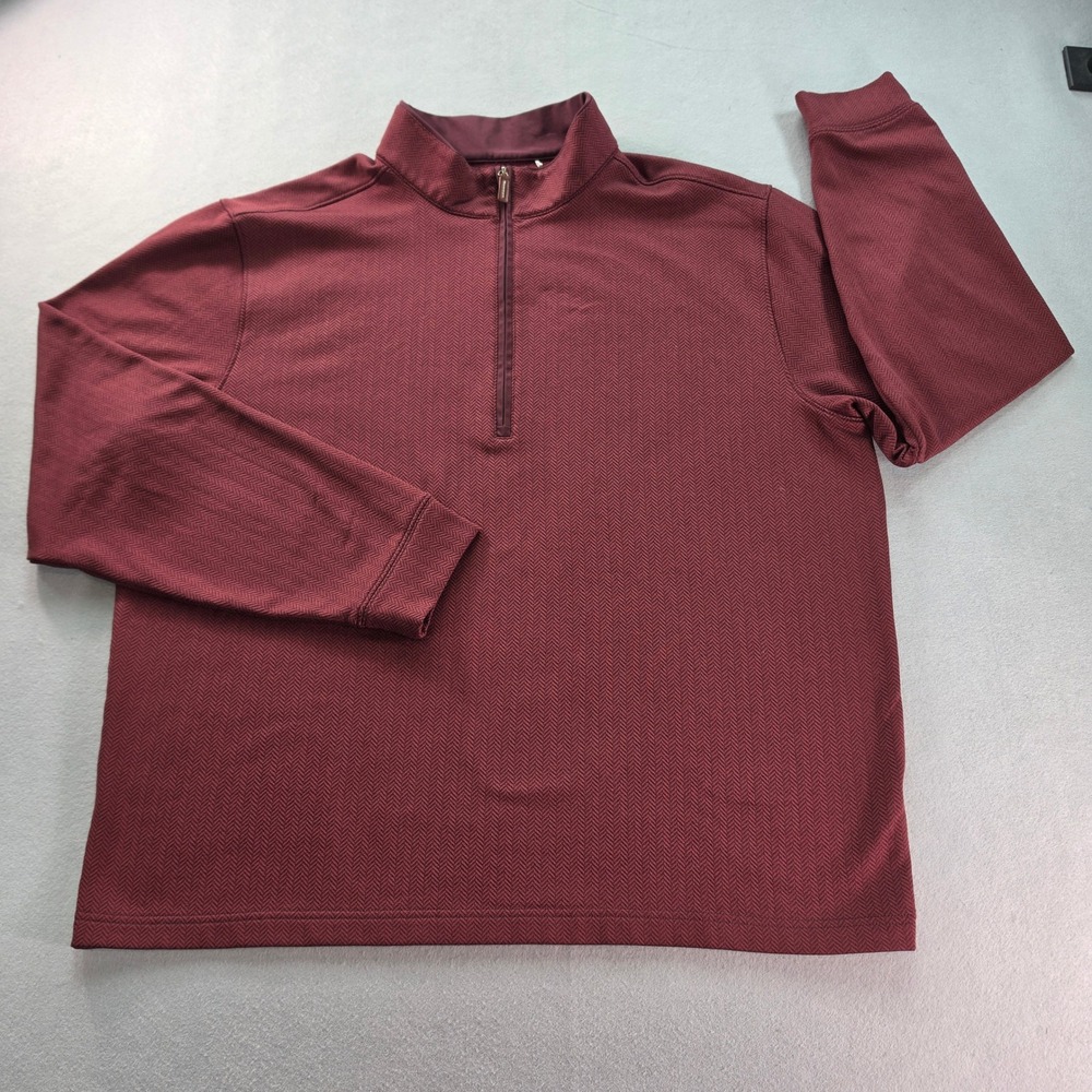 Walter Hagen 11 Majors Mens XL Burgundy Herringbone 1/4 Zip Golf Pullover Maroon